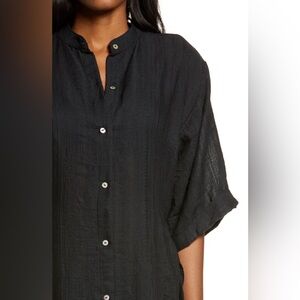 Robin Piccone Michelle Black Mandarin Collar Cover Up Caftan NWT S